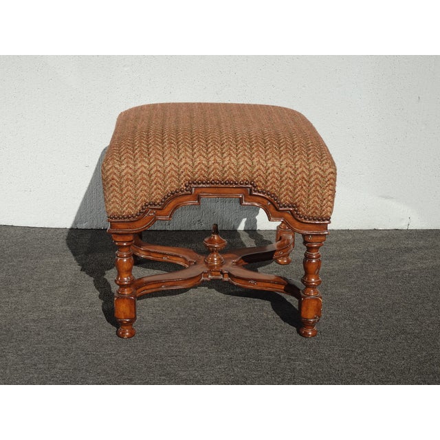 Pair Vintage Marge Carson French Country Styl Brown Ottomans W Decorative Nails For Sale In Los Angeles - Image 6 of 18