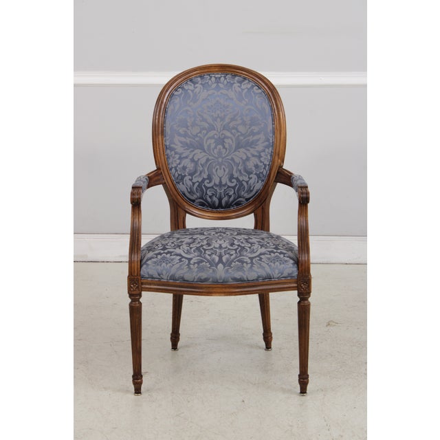French Set of 8 French Louis XVI Upholstered Dining Room Chairs For Sale - Image 3 of 18