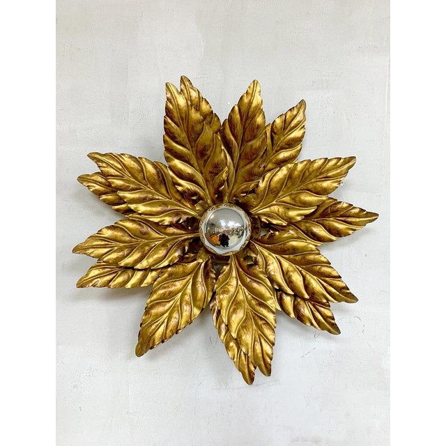 Vintage Gold Gilded Wall Sconce attribubted to Hans Kögl, 1970s For Sale - Image 3 of 5
