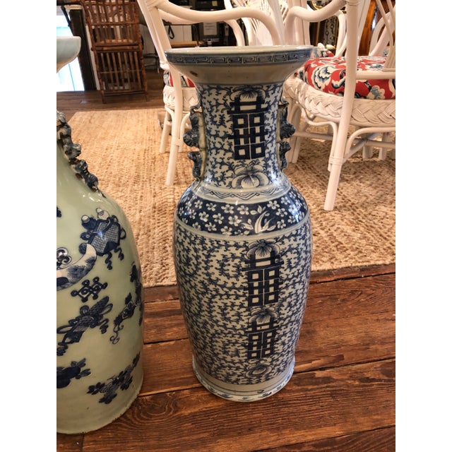 Large Collection of Blue & White Chinese Vases Set of 3 Chairish