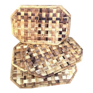1960s Woven Rattan Placemats - Set of 6 For Sale