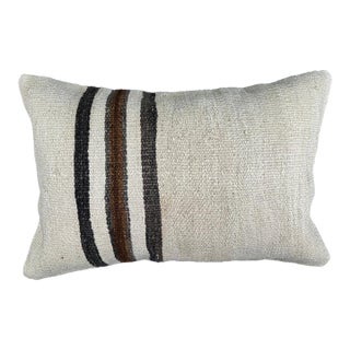 Turkish Hemp Pillow Cushion Natural Beige Brown Pillow Cushion Cover 16" x 24" For Sale