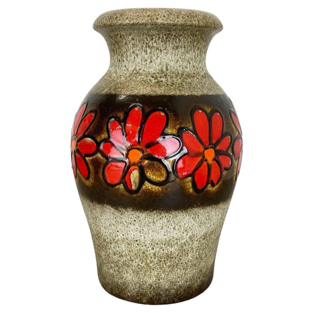 Large Fat Lava Floral Floor Vase from Scheurich, Germany, 1970s For Sale - Image 16 of 16