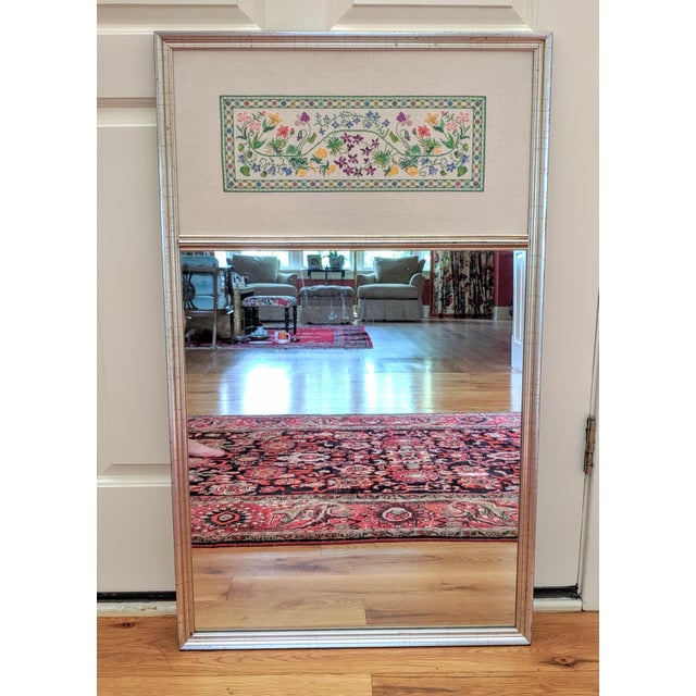 ** Mirror will be Professionally Fragile Packed by the UPS Store Vintage Trumeau Style Floral Cross-stitch Silver Leaf...