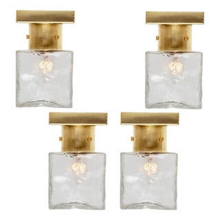 Square Glass and Brass Light Fixture from J.T. Kalmar, Austria, 1960 For Sale