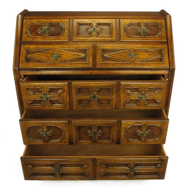 Drexel Heritage Drexel Sandia Collection Jacobean Drop-Front Desk For Sale - Image 4 of 11