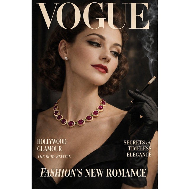 Pink Bochic “Capri” Vintage Natural Ruby, White Topaz & Peridot Necklace Set in 18K G For Sale - Image 8 of 14