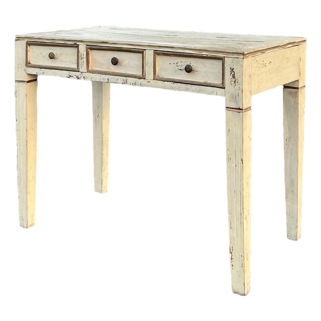 Gustavian Style Rustic Three Drawer Console Table For Sale