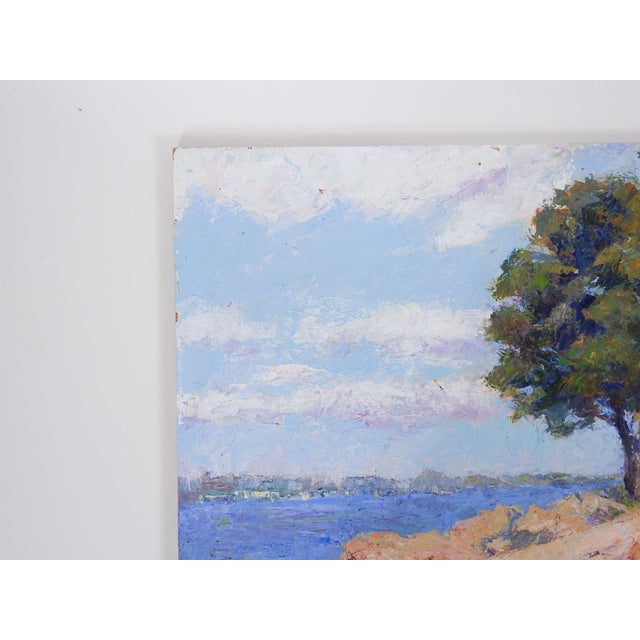 Early 21st century oil on panel plein air impressionist seaside landscape painting by Joan Jardine (1935–2025)...