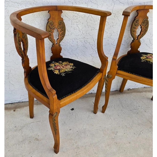 Brown Antique Circa 1900 Victorian Corner Tub Barrel Chairs Set of 2 For Sale - Image 8 of 18