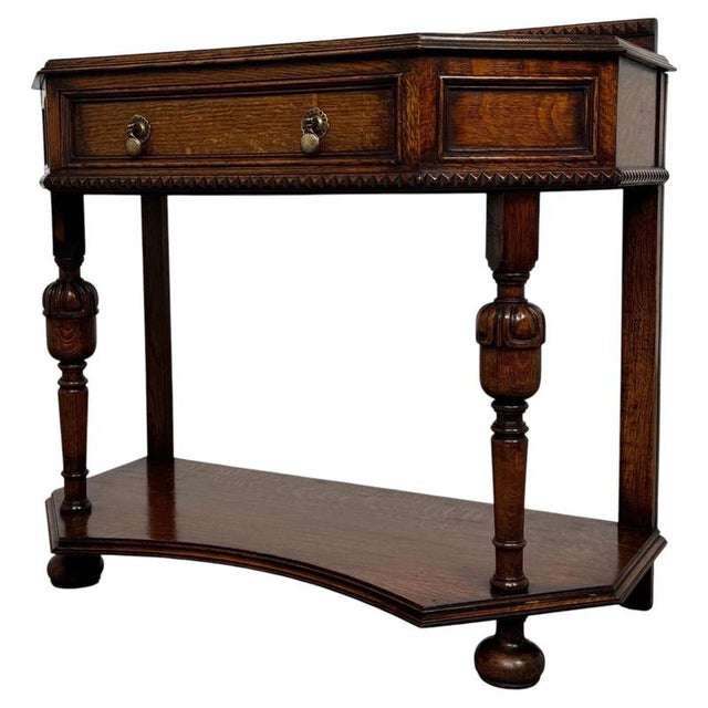 20th Century Jacobean Revival English Oak Side Table For Sale - Image 4 of 12