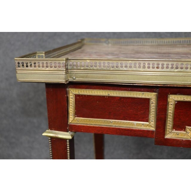 French 1920s Era Breccia Marble Top Louis XVI Style Mahogany Console Table For Sale - Image 12 of 12