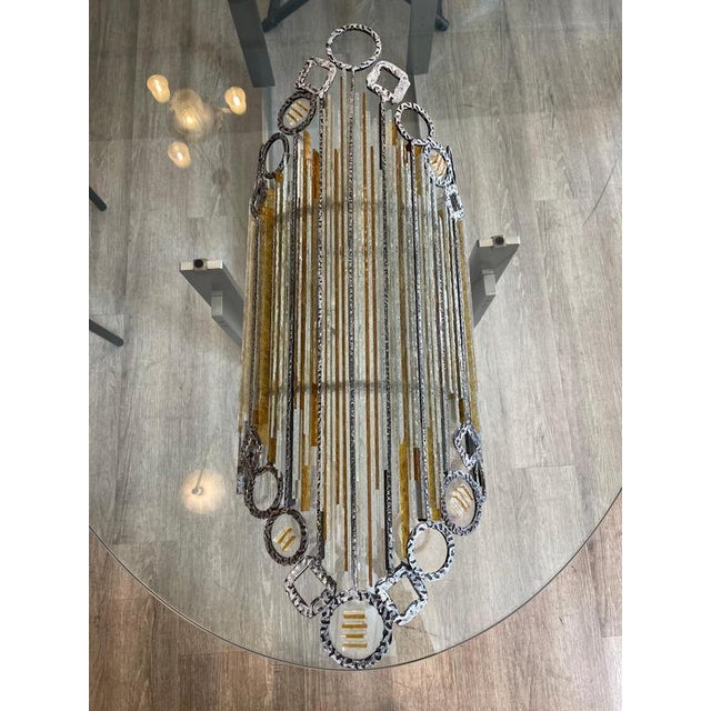 Wrought iron and stained glass sconces by Poliarte, Verona - Italy 1960. The lamp structure is made of wrought iron, the...