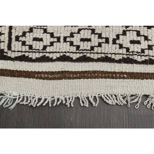 1970s Vintage Turkish Handmade Wool & Cotton Brown Runner Rug For Sale - Image 9 of 11