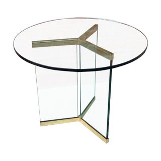 Pace Brass & Glass Side Table For Sale