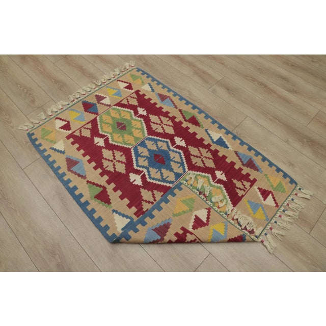 1990s Scandinavian Blue Flamestich Rug For Sale - Image 9 of 11
