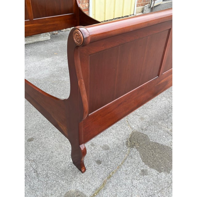 Vintage Pennsylvania House Solid Cherry Queen Sleigh Bed For Sale - Image 14 of 14