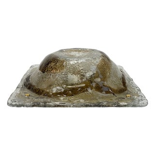 Large Mid-Century Hand-Blown Glass Flush Mount Ceiling Light from Müller & Zimmer, Germany, 1970s For Sale