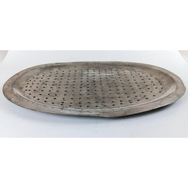 Late 18th Century Antique Pewter Strainer Mazarine Pierced Tray For Sale - Image 5 of 6