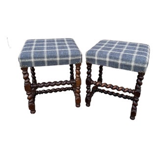 Newly Upholstered English Stools For Sale