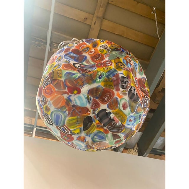Early 21st Century Murano Style White with Murrise Multicolor Pendant from Simoeng For Sale - Image 5 of 9