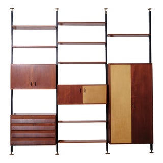 Italian Modular Bookcase with Floor-to-Ceiling Uprights For Sale