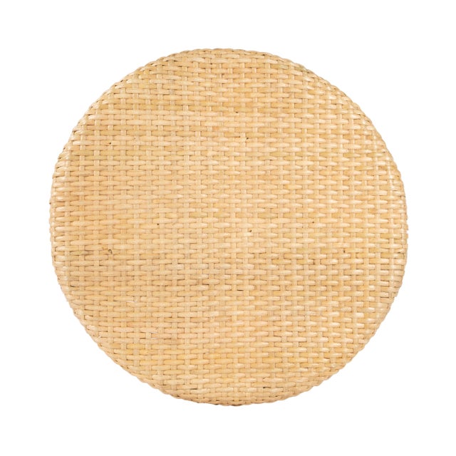 Tobias 24 in. Seat Height Round Rattan Backless Counter Stool, Natural/ Natural Rattan Frame For Sale - Image 10 of 11