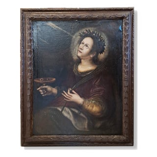 Saint Lucia, 18th Century, Oil Painting on Canvas, Framed For Sale