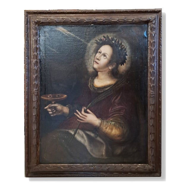 Saint Lucia, 18th Century, Oil Painting on Canvas, Framed For Sale
