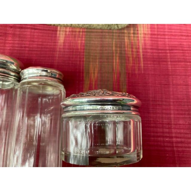 1900 - 1909 Antique Sterling &Crystal Dresser Set For Sale - Image 5 of 13