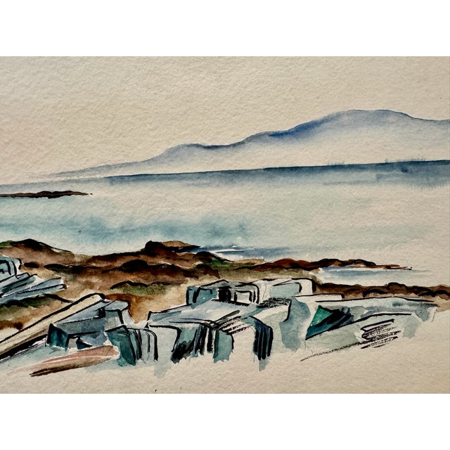 Rustic Henry Emil Salloch Original Watercolor on Paper Warren Island, 1950 For Sale - Image 3 of 6
