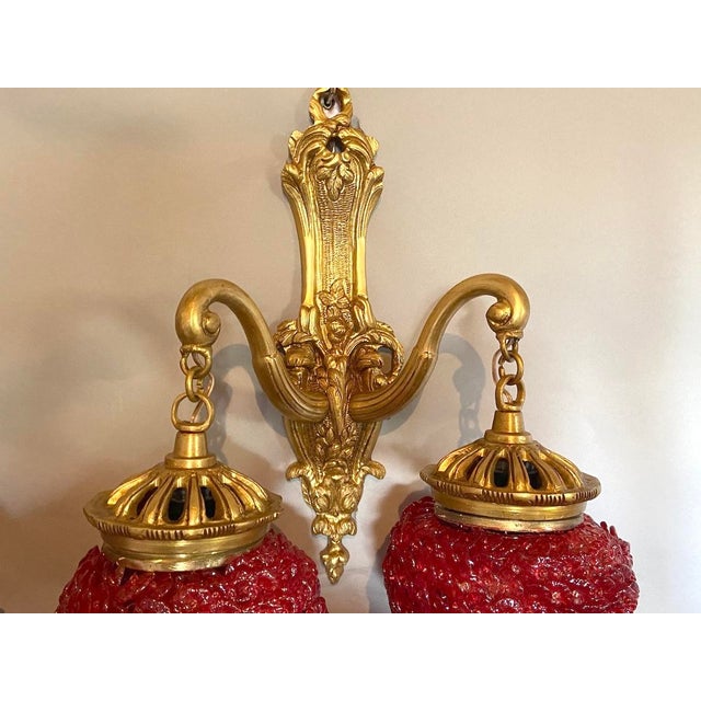 Metal 1980s French Louis XVI Gold Bronze Wall Lamps/ Sconces - Pair of 2 PCS For Sale - Image 7 of 18