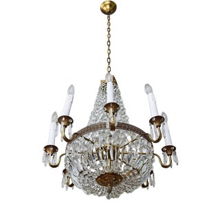 Classic Crystal Chandelier with Thirteen Bulbs For Sale