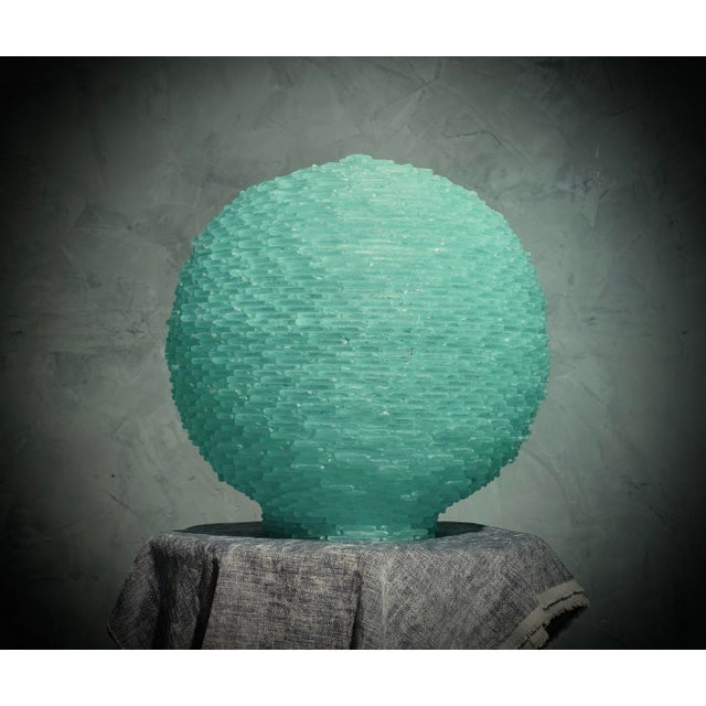 Blue Art Glass Round Floor Lamp, 1970 For Sale - Image 8 of 12