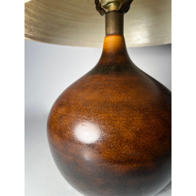 Mid-Century Modern Mid 20th Century Petite Danish Modern Lotte and Gunnar Bostlund Ceramic Table Lamp For Sale - Image 3 of 5