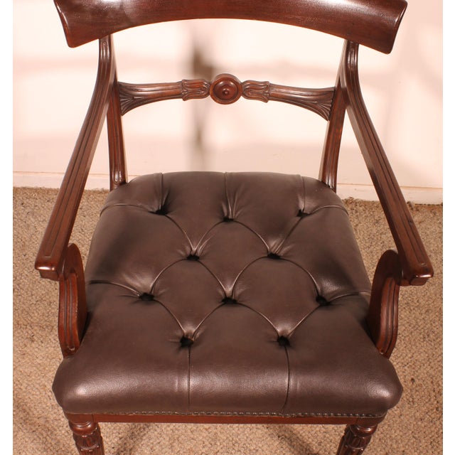 Wood Antique Regency Office Chair in Mahogany, 1810 For Sale - Image 7 of 13