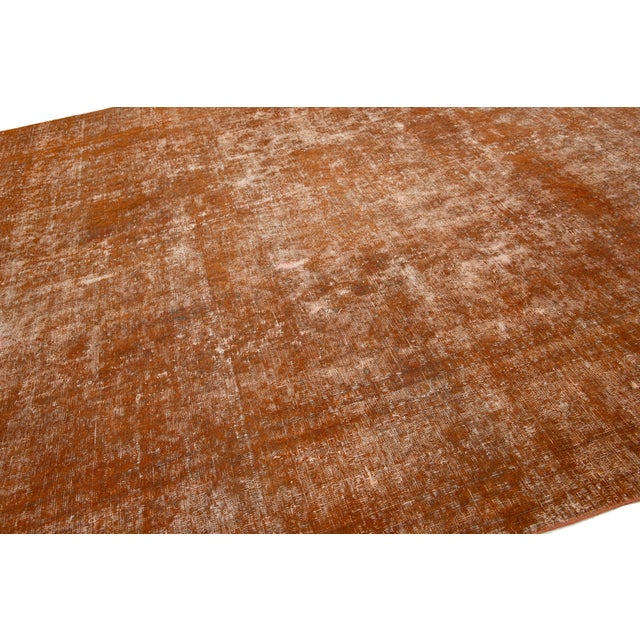 Orange Antique Room Size Orange Wool Rug Persian Overdyed With Allover Pattern For Sale - Image 8 of 11
