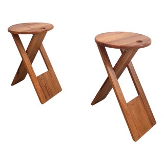 Folded Stools in Wood by Adrian Reed, 1970, Set of 2 For Sale