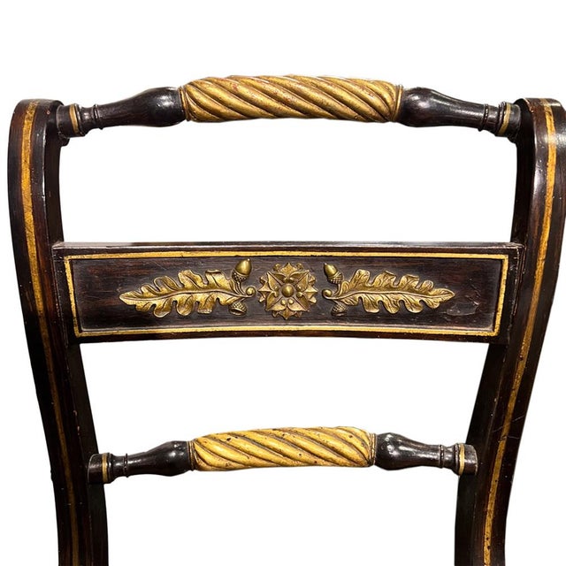 Regency Wood and Parcel-Gilt Side Chairs with Cane Seats and Loose Cushions, Set of 2 For Sale - Image 4 of 9