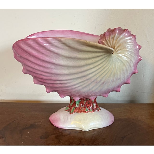 Antique 19th century Wedgwood pink pearlware nautilus sea shell compote or tureen. Measures 10 1/2" x 6 1/2" x 8 1/4"...
