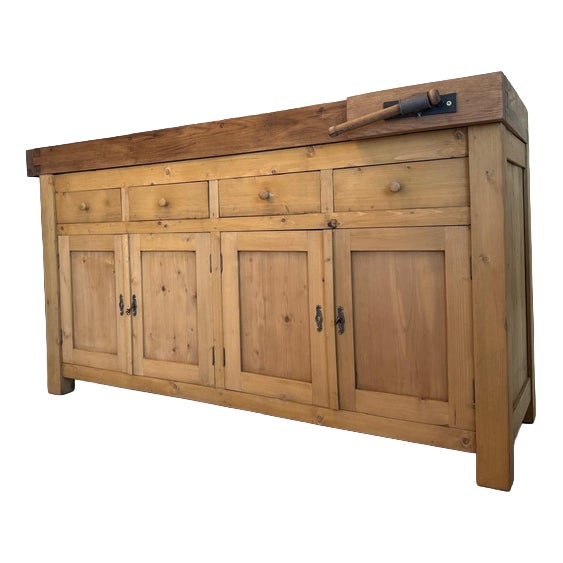 Apothecary Drawer Workbench in Pine For Sale