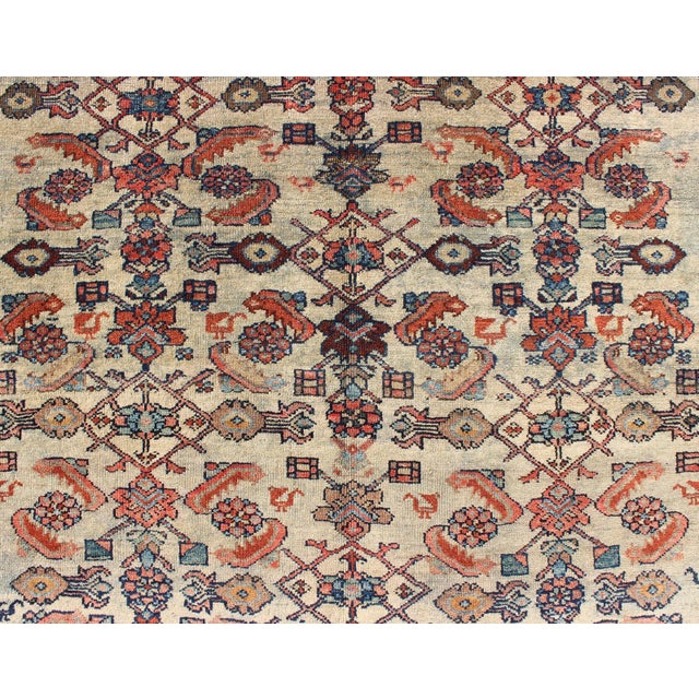 Early 20th Century Antique Persian Malayer Rug With All-Over Sub-Geometric Design in Red and Blue For Sale - Image 5 of 7