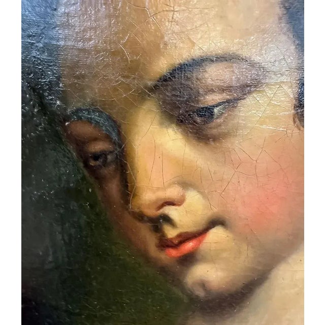 Portraiture 18th Century Woman With Pearl Earring Continental Portrait Painting For Sale - Image 3 of 5