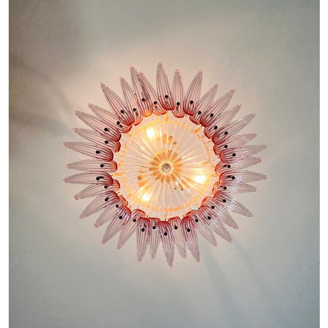 Murano Palmette Pendant Light in Pink Glass, 1990 For Sale - Image 15 of 18