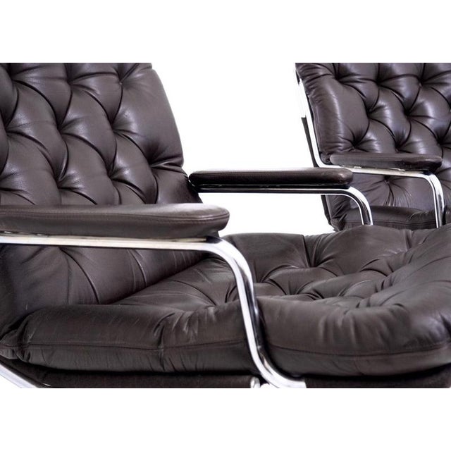 Armchairs in Leather and Chromed Steel, 1960s, Set of 2 For Sale - Image 3 of 9