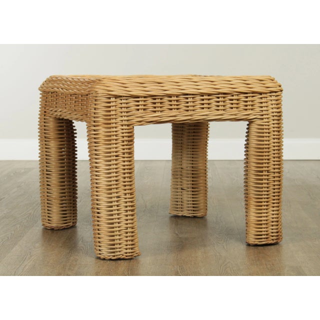 Almond Vintage Square Wicker Side Tables - A Pair For Sale - Image 8 of 13