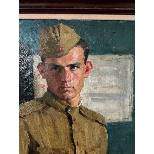Title: "The Sentry" (Днювальний) — Original 1964 Socialist Realism Portrait Artist: Ivan Ivanovich Loboda (Ukrainian,...