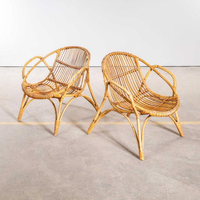 Rattan Armchairs with Handles, 1960s, Set of 2 For Sale - Image 4 of 10