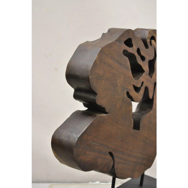Late 20th Century Organic Abstract Carved Teak Wood Large Modernist Table Sculpture For Sale In Philadelphia - Image 6 of 12