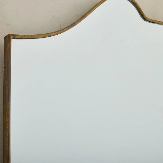 Italian Brass Shield Shape Wall Mirror No. 08, 1970s For Sale In Chicago - Image 6 of 10